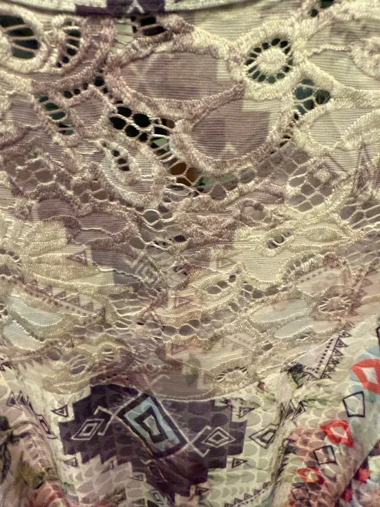 NWOT Signature Studio Pretty Floral Print Tank Top w Lace XL - Picture 9 of 12